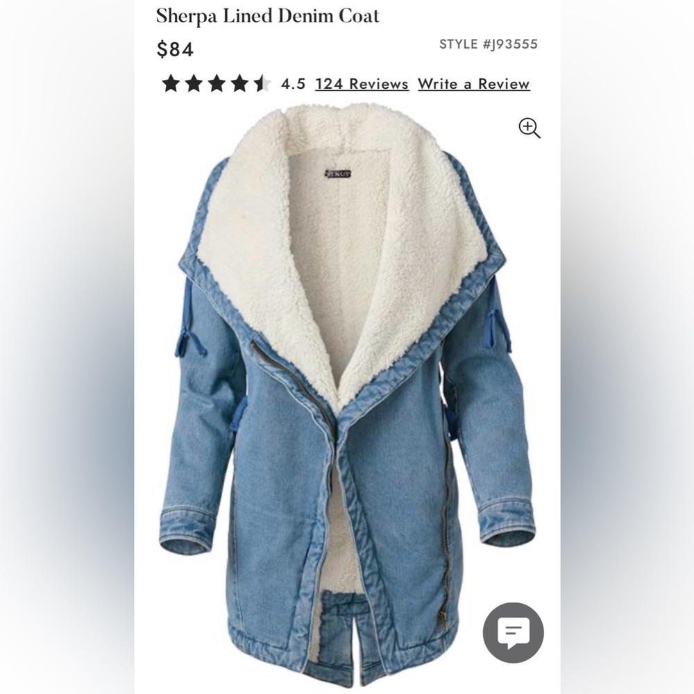 Sherpa-lined denim jacket size 6 - NEW